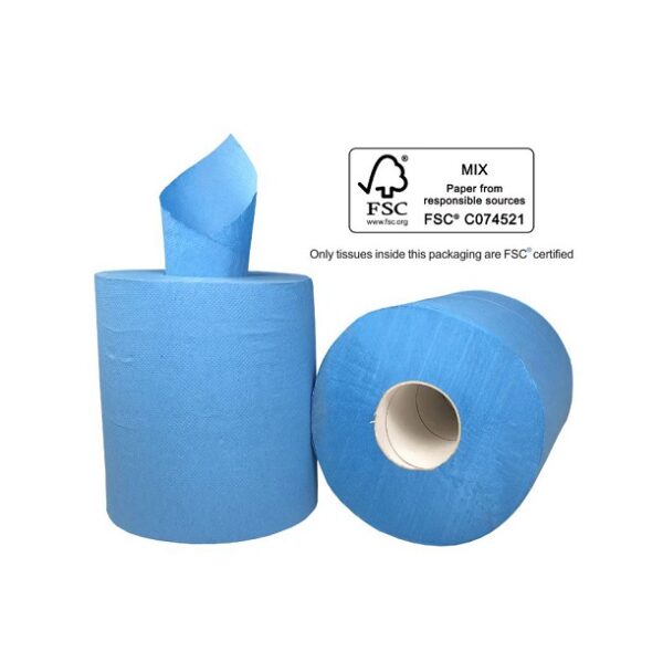 MP-Centre feed Paper Towel, 2Ply Blue, 6 Rolls Per Pack