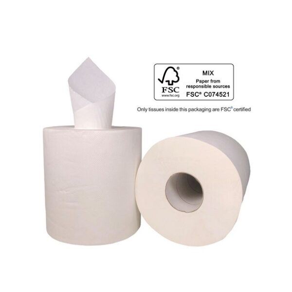 MP-Centre feed Paper Towel, 1 Ply White, 6 Rolls Per Pack