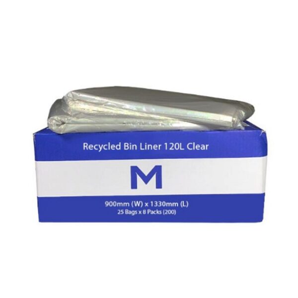 MP-120L Clear Bin Liners 50mu, 25Bags P/Pack, 125pcs P/Ctn