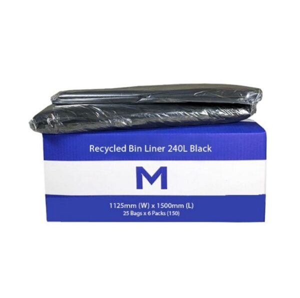 MP-240L Black Bin Liners 30mu, 25Bags P/Pack, 150pcs Per Ctn