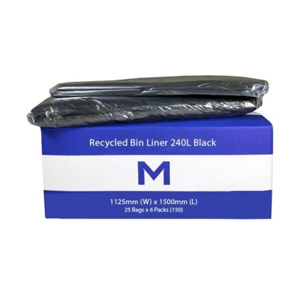 MP-240L Black Bin Liners 50mu, 25Bags P/Pack, 100pcs Per Ctn